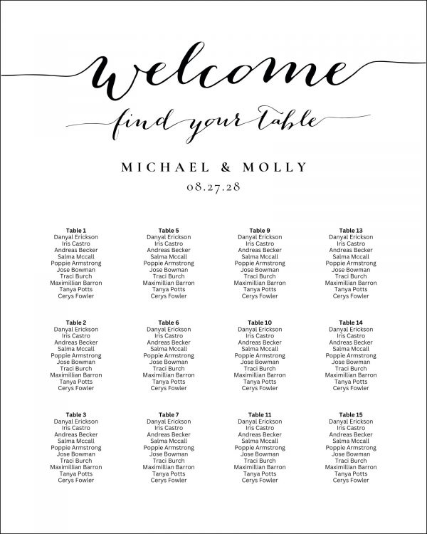 wedding seating chart wedding seating chart
