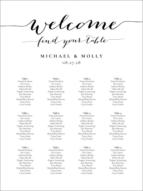 wedding seating chart wedding seating chart
