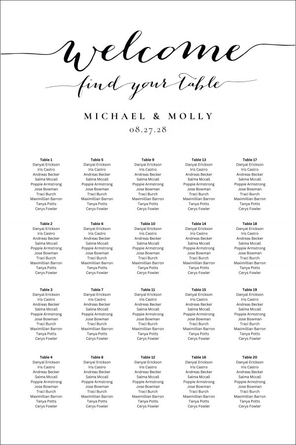 wedding seating chart wedding seating chart