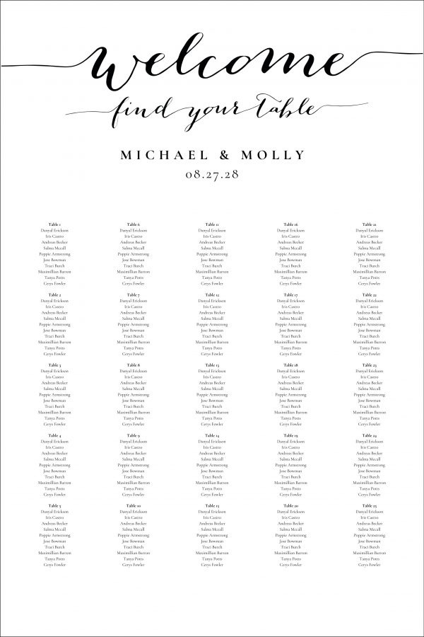 wedding seating chart wedding seating chart