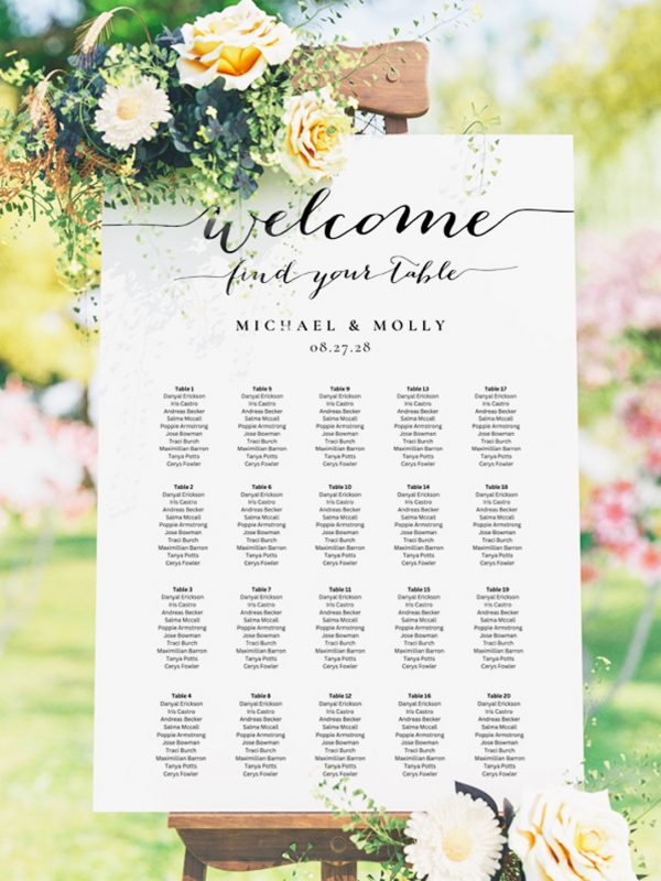wedding seating chart wedding seating chart