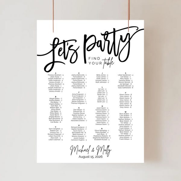 wedding seating chart wedding seating chart