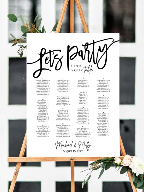 wedding seating chart wedding seating chart
