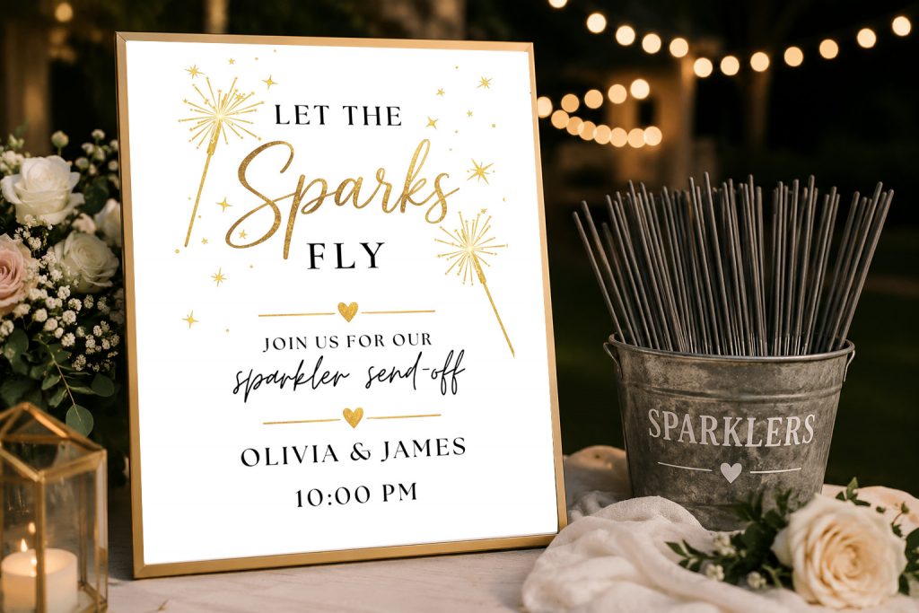 wedding sparkler send off sign